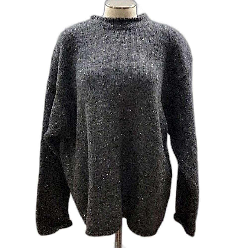 Blarney Woolen Mills Mock neck sweater - 100% wool gray knit Chunky women's XL